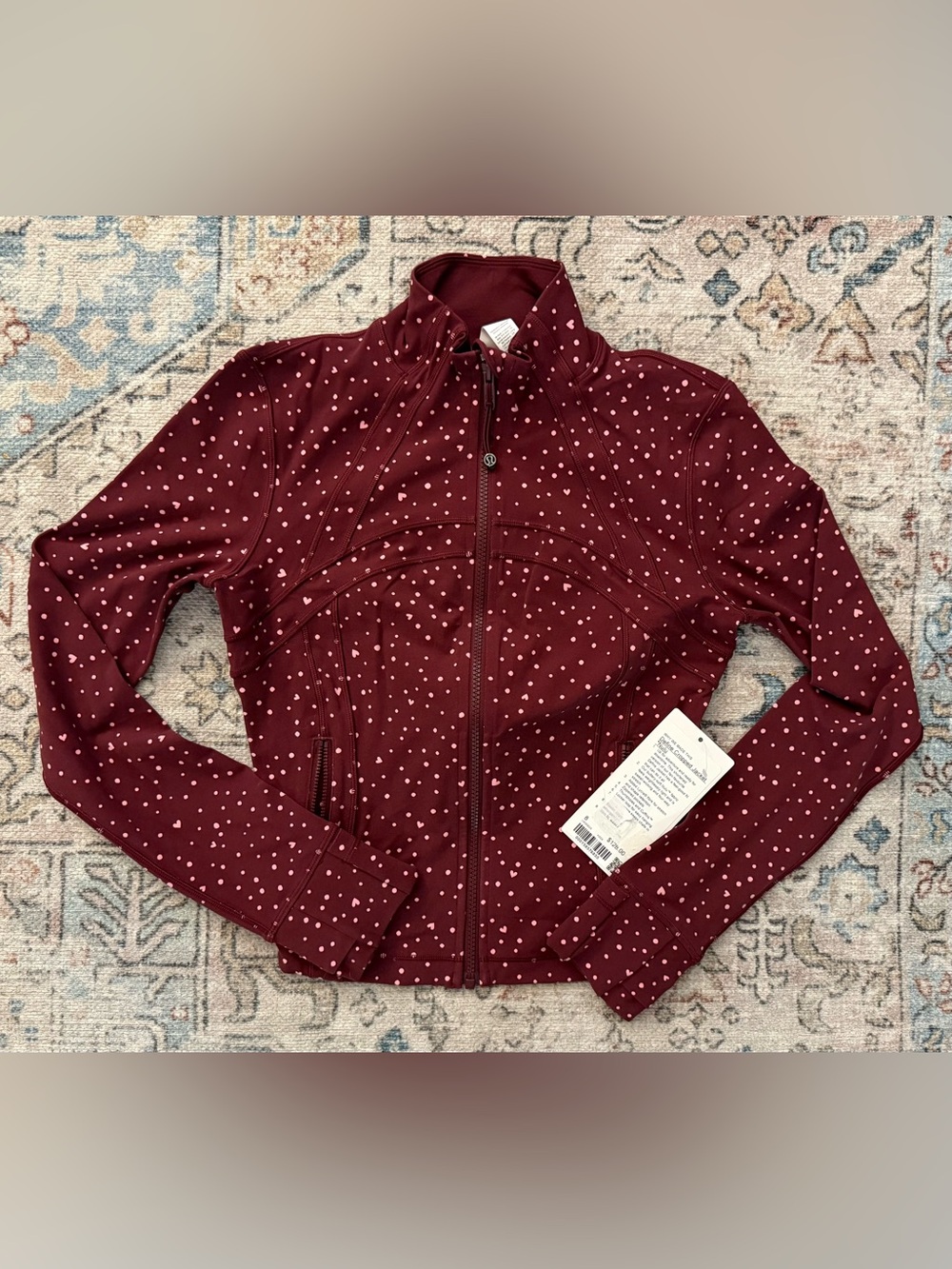 Lululemon Define Cropped Jacket *Nulu Heart Scatter Burgundy Bay 8